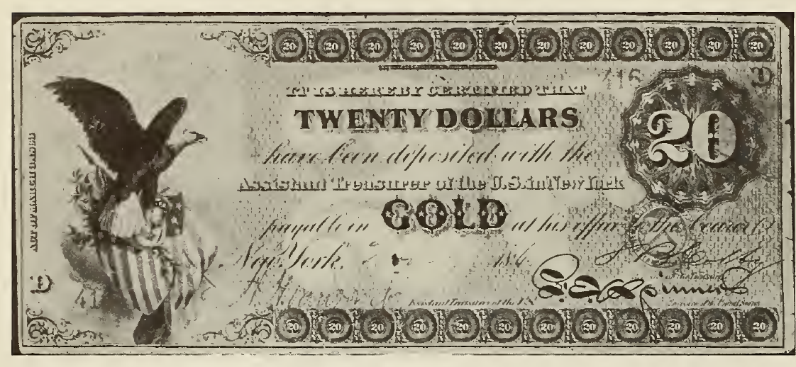 1863 - $20 - Eagle on Draped Shield front