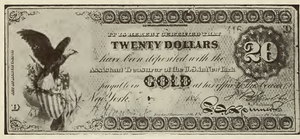 1863 - $20 - Eagle on Draped Shield front