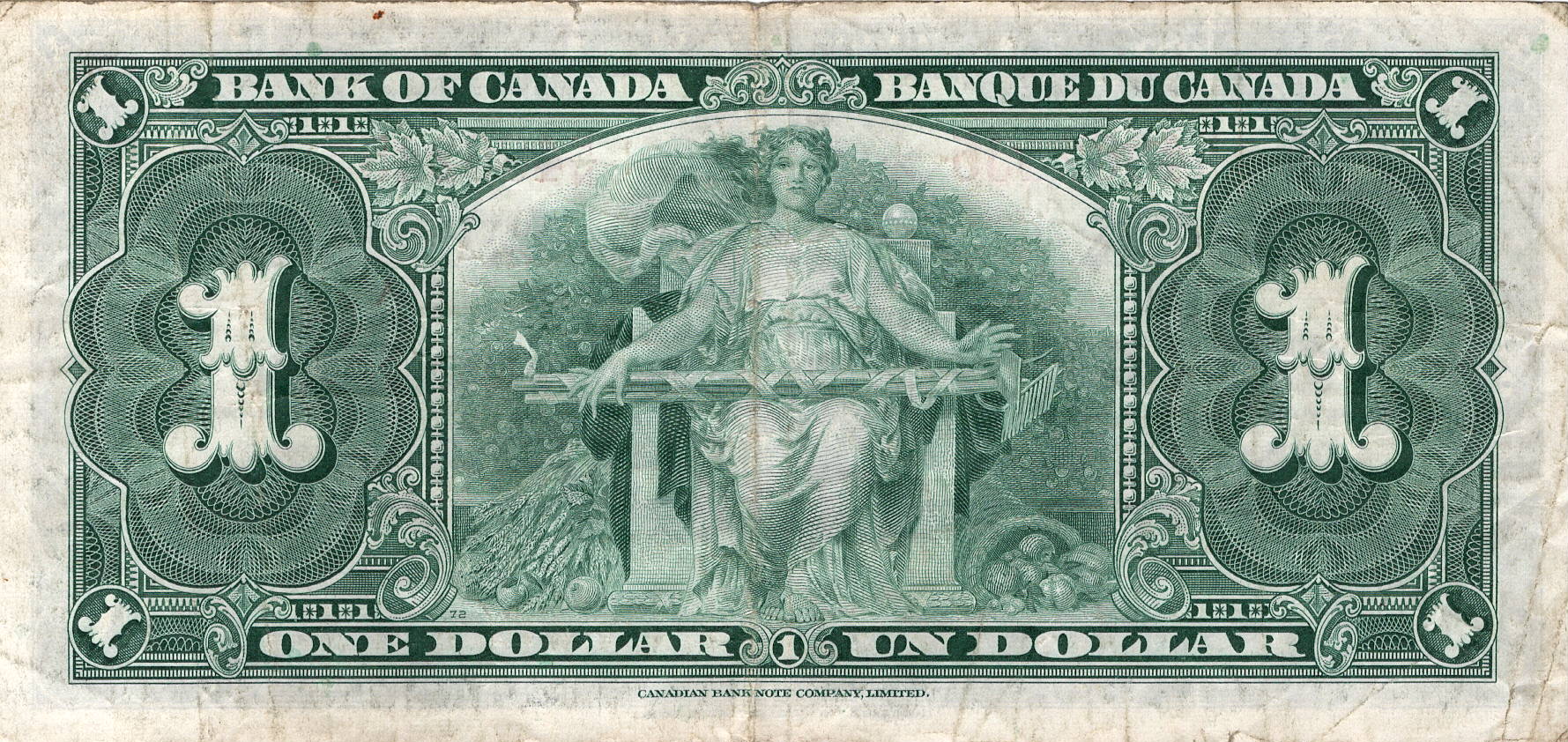 1937 - $1 - King George VI - Figure of Agriculture back