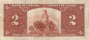 1937 - $2 - King George VI - Figure of Harvest back