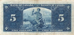 1937 - $5 - King George VI - Figure of Electric Power back