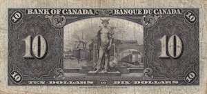 1937 - $10 - King George VI - Figure of Transportation back