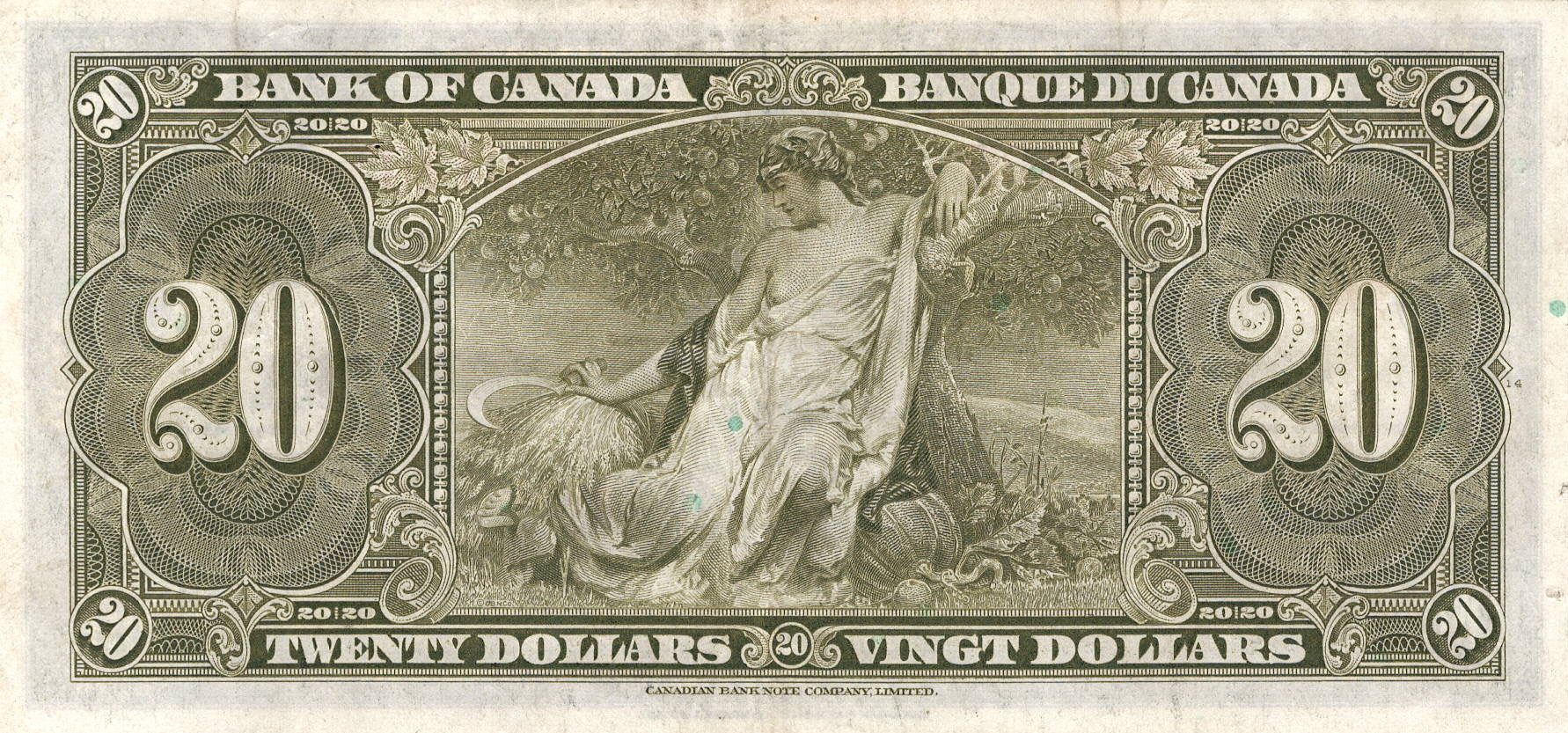 1937 - $20 - King George VI - Figure of Fertility back