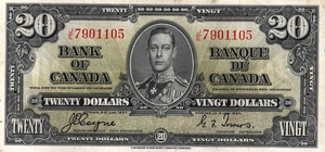 1937 - $20 - King George VI - Figure of Fertility front