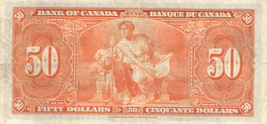 1937 - $50 - King George VI - Figure of Modern Inventions back