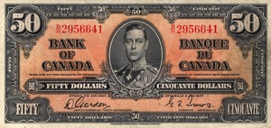 1937 - $50 - King George VI - Figure of Modern Inventions front