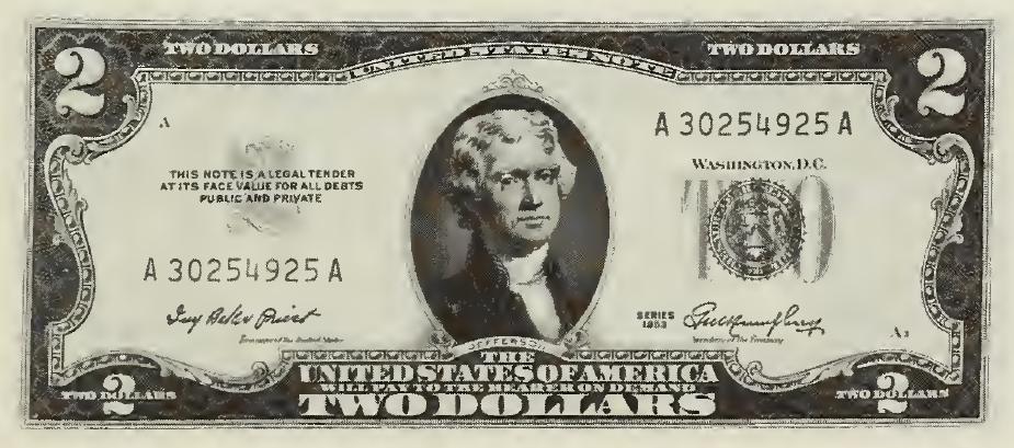 1953 - $2 - Jefferson - Design 2 front