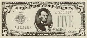 1928 - $5 - Lincoln - Design 1 front