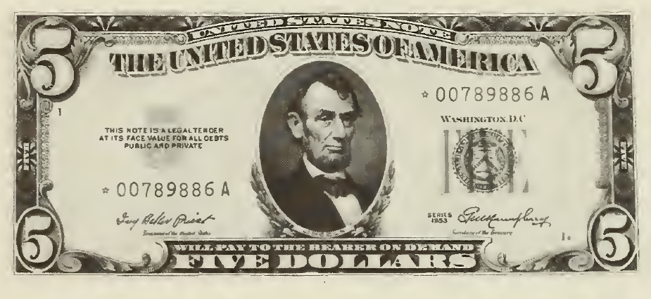 1953 - $5 - Lincoln - Design 2 front
