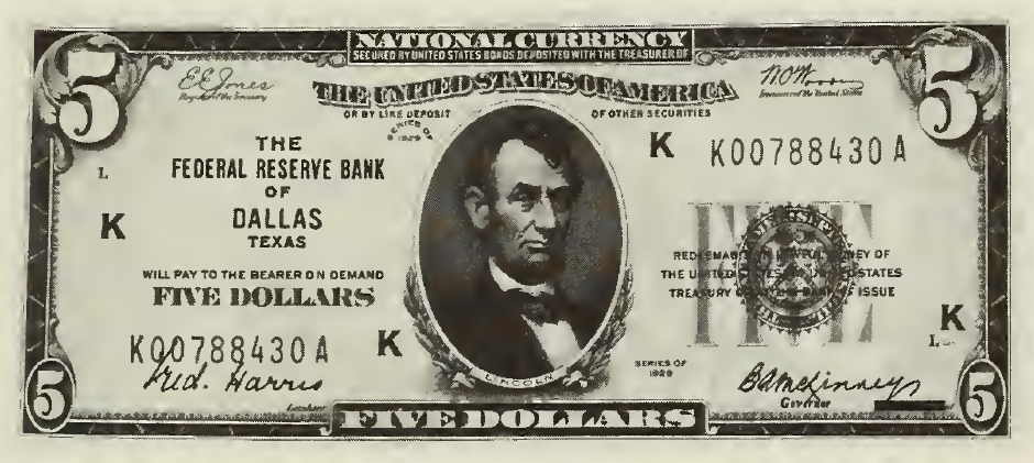 1929 - $5 - Lincoln front