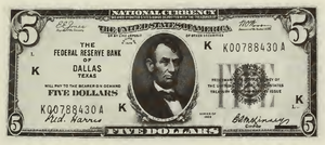 1929 - $5 - Lincoln front