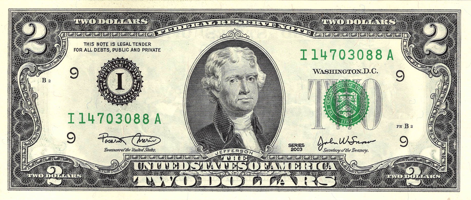 1976 - $2 - Jefferson front