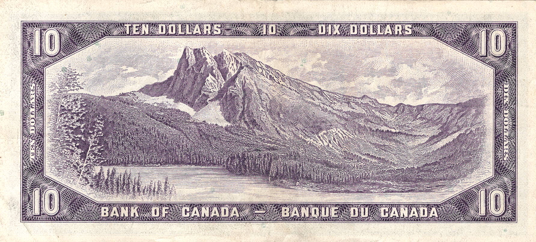 1954 - $10 - Queen Elizabeth II - Mount Burgess - Devil's Face back