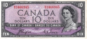 1954 - $10 - Queen Elizabeth II - Mount Burgess - Devil's Face front