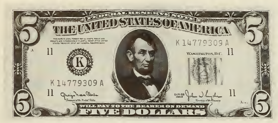 1950 - $5 - Lincoln - Design 3 front
