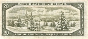1954 - $20 - Queen Elizabeth II - Laurentian Hills - Devil's Face back