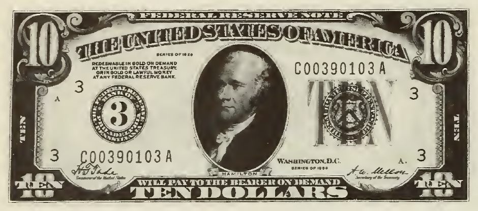 1928 - $10 - Hamilton - Design 1 front
