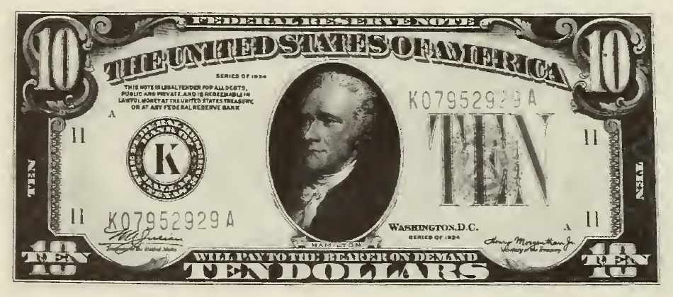 1934 - $10 - Hamilton - Design 2 front