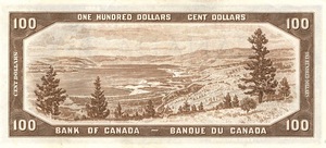 1954 - $100 - Queen Elizabeth II - Mountainous Valley - Devil's Face back