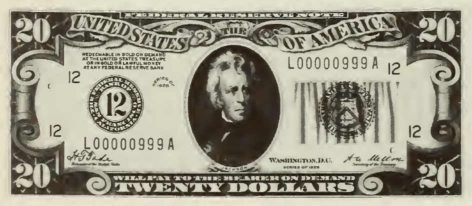 1928 - $20 - Jackson - Design 1 front