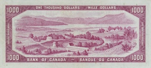 1954 - $1000 - Queen Elizabeth II - Anse St. Jean - Devil's Face back