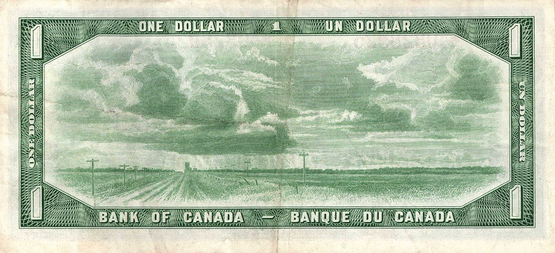 1954 - $1 - Queen Elizabeth II - Trans Canada Highway - Modified Hair back