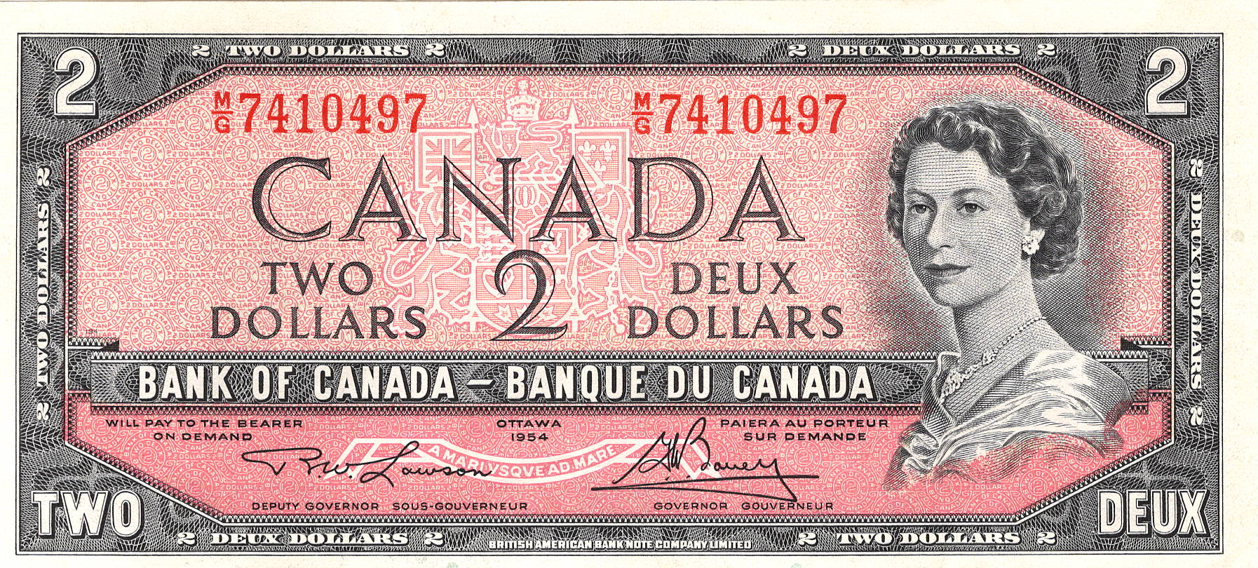 1954 - $2 - Queen Elizabeth II - Upper Melbourne - Modified Hair front