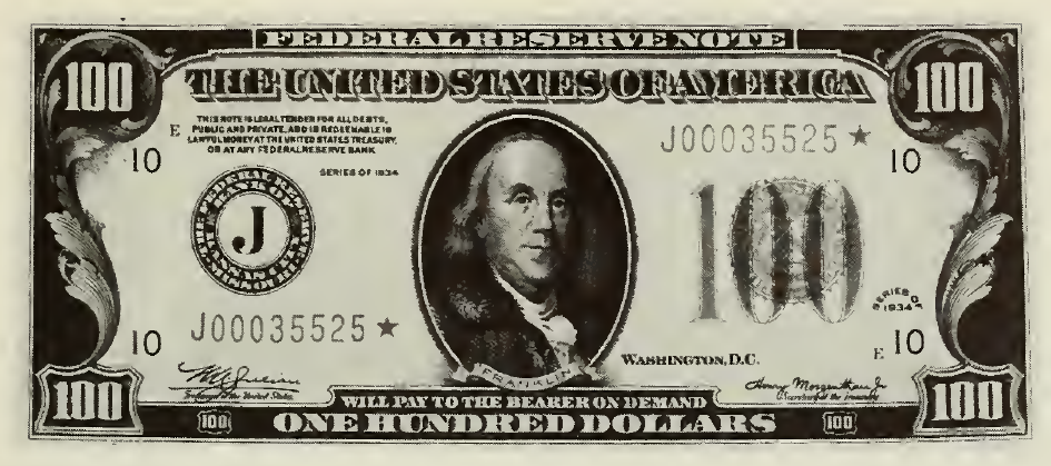1934 - $100 - Franklin - Design 2 front