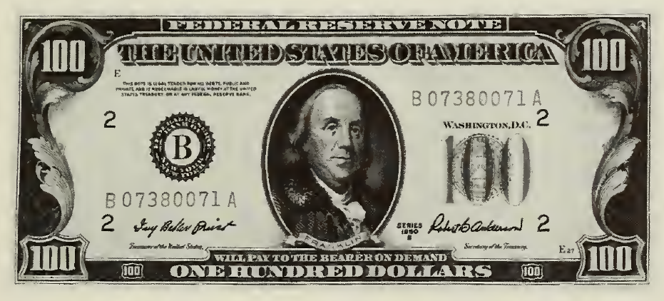 1950 - $100 - Franklin - Design 3 front