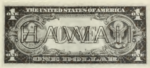 1935 - $1 - Washington - Hawaii Overprint back