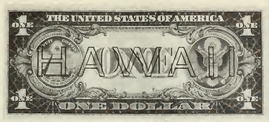 1935 - $1 - Washington - Hawaii Overprint back