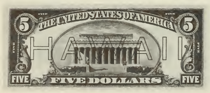 1934 - $5 - Lincoln - Hawaii Overprint back
