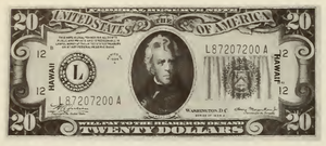 1934 - $20 - Jackson - Hawaii Overprint front