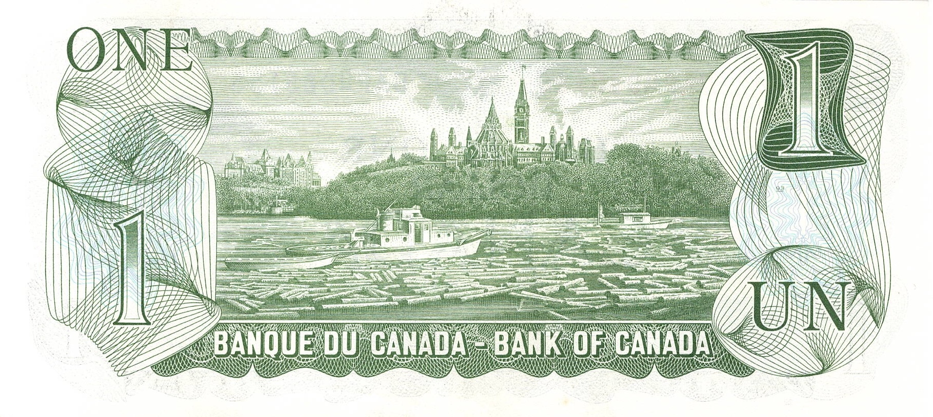 1974 - $1 - Queen Elizabeth II - Parliament Hill back