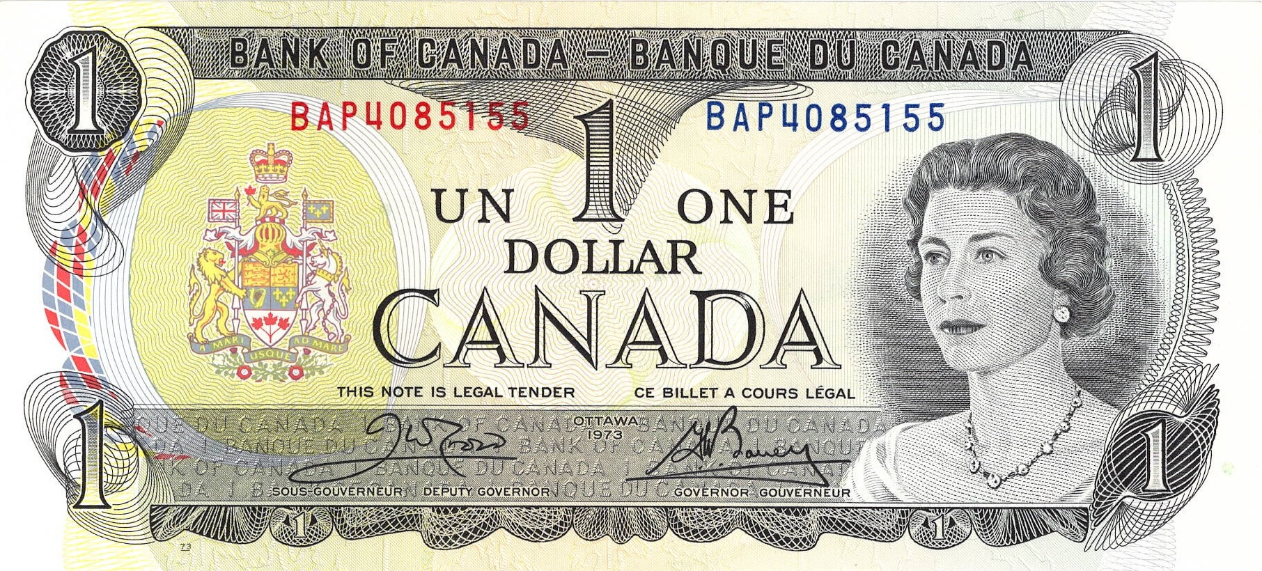 1974 - $1 - Queen Elizabeth II - Parliament Hill front