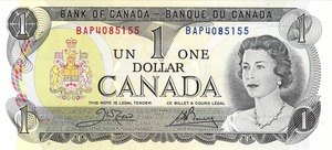 1974 - $1 - Queen Elizabeth II - Parliament Hill front