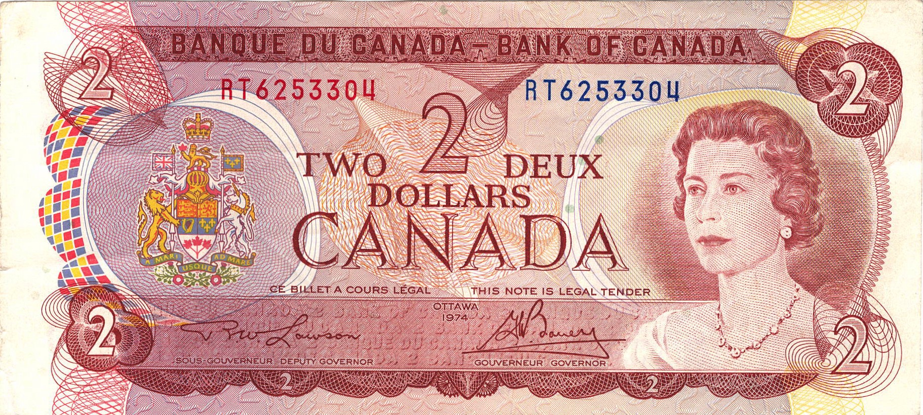 1975 - $2 - Queen Elizabeth II - Inuit Hunting Scene front