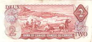 1975 - $2 - Queen Elizabeth II - Inuit Hunting Scene back