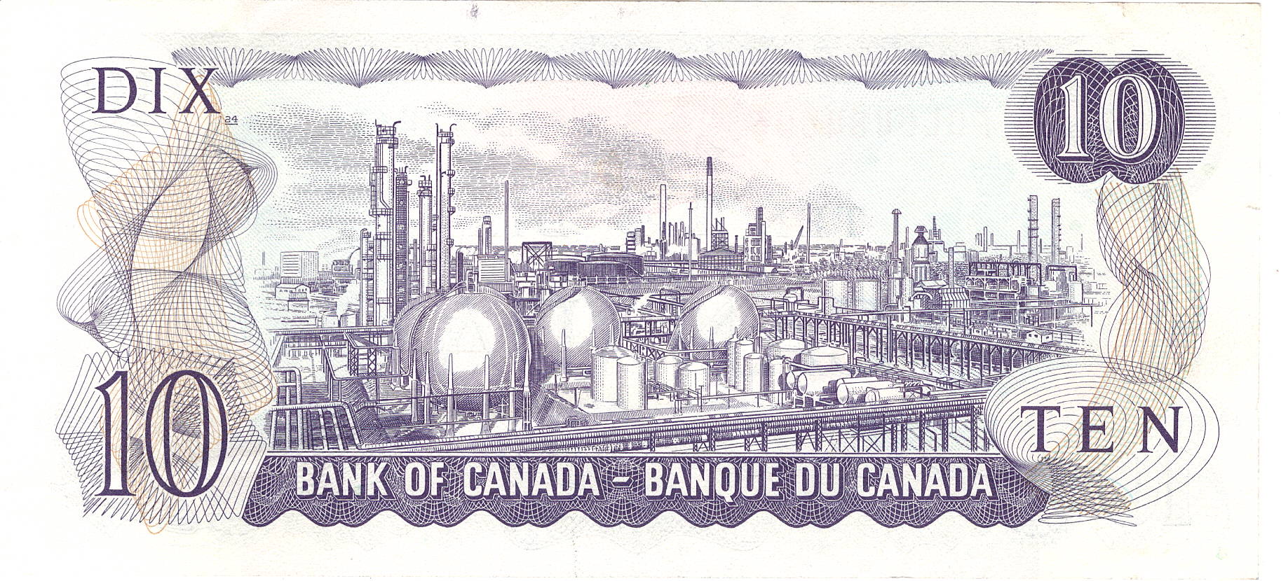 1971 - $10 - Sir John A Macdonald - Industrial Scene back