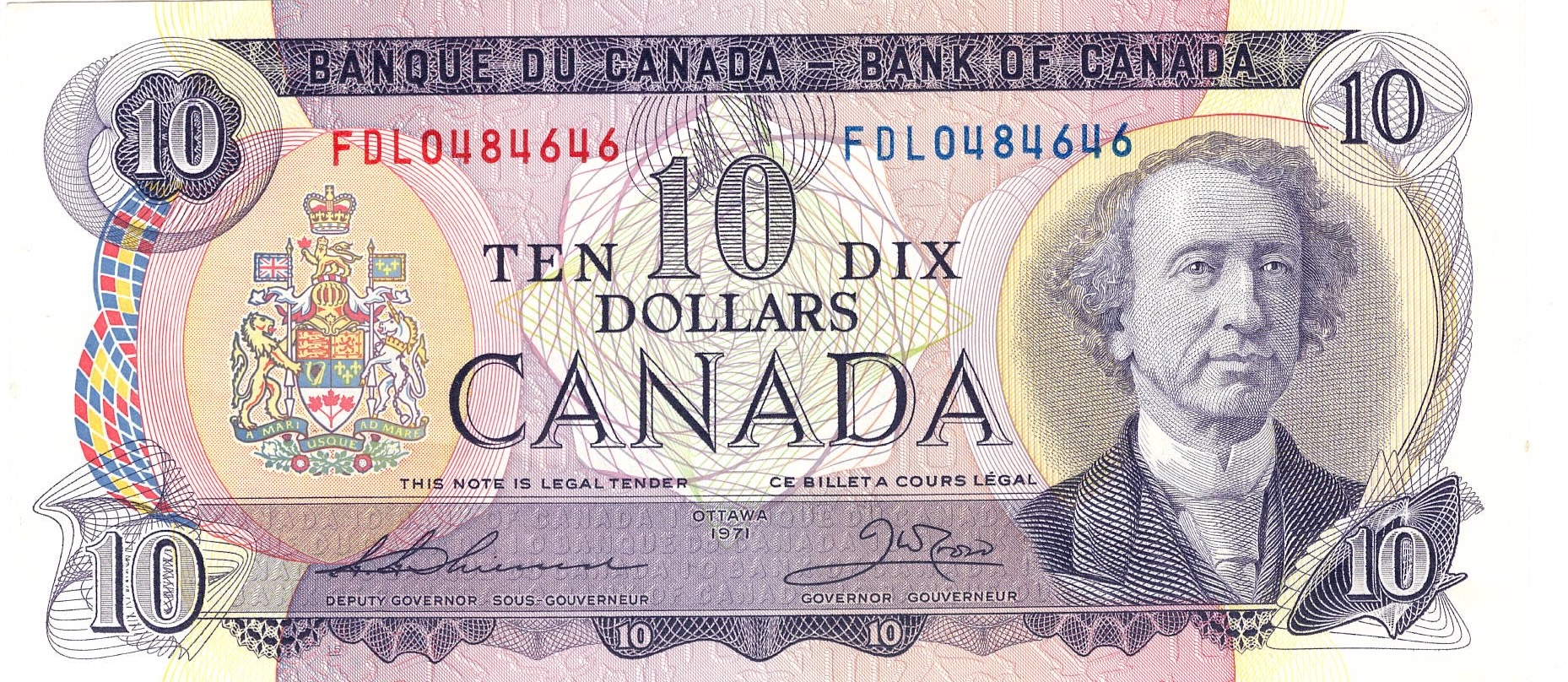 1971 - $10 - Sir John A Macdonald - Industrial Scene front