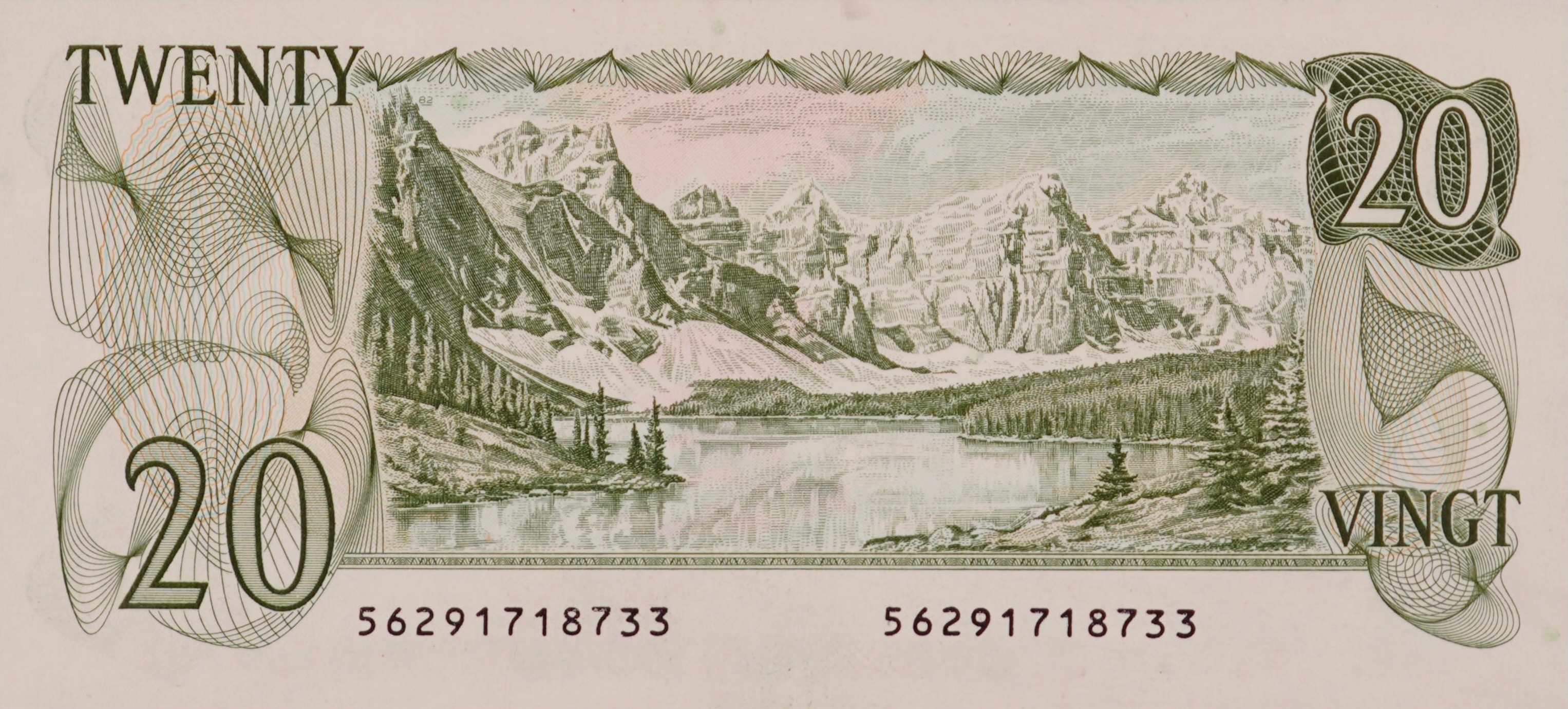 1979 - $20 - Queen Elizabeth II - Moraine Lake - Machine Readable back