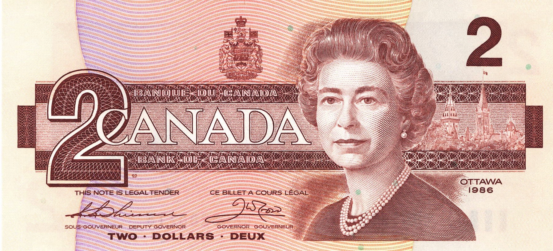 1986 - $2 - Queen Elizabeth II - Robin front