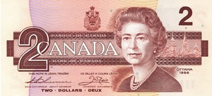 1986 - $2 - Queen Elizabeth II - Robin front