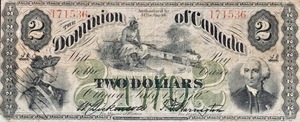 1870 - $2 - W Dickenson / TD Harington - General Wolfe and de Montcalm front
