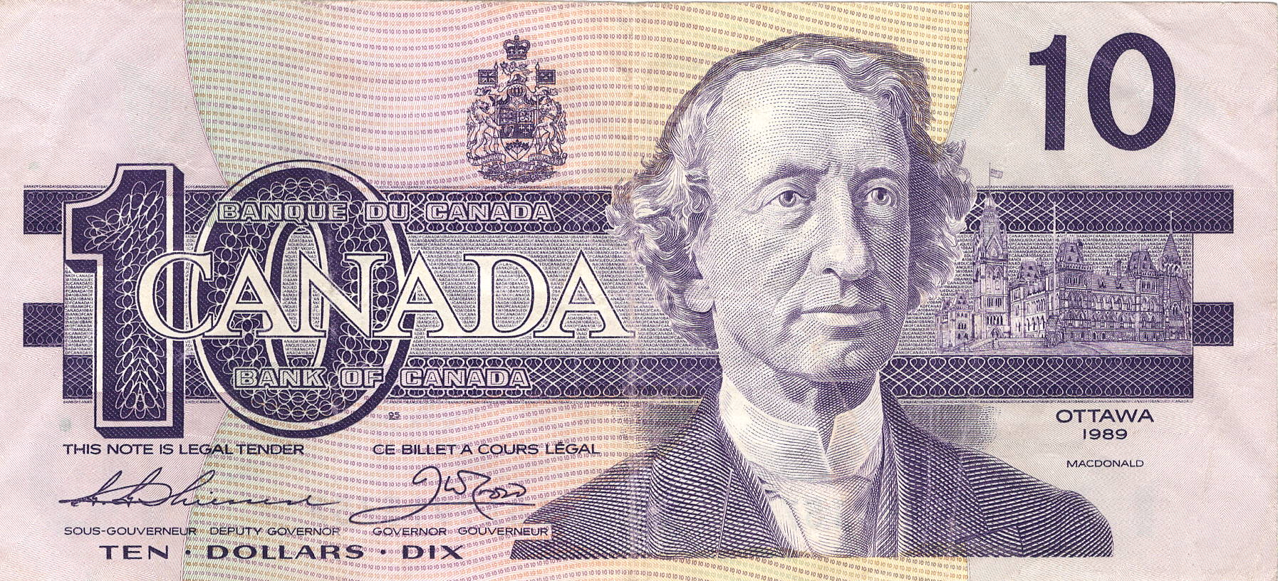 1989 - $10 - Sir John A Macdonald - Osprey front