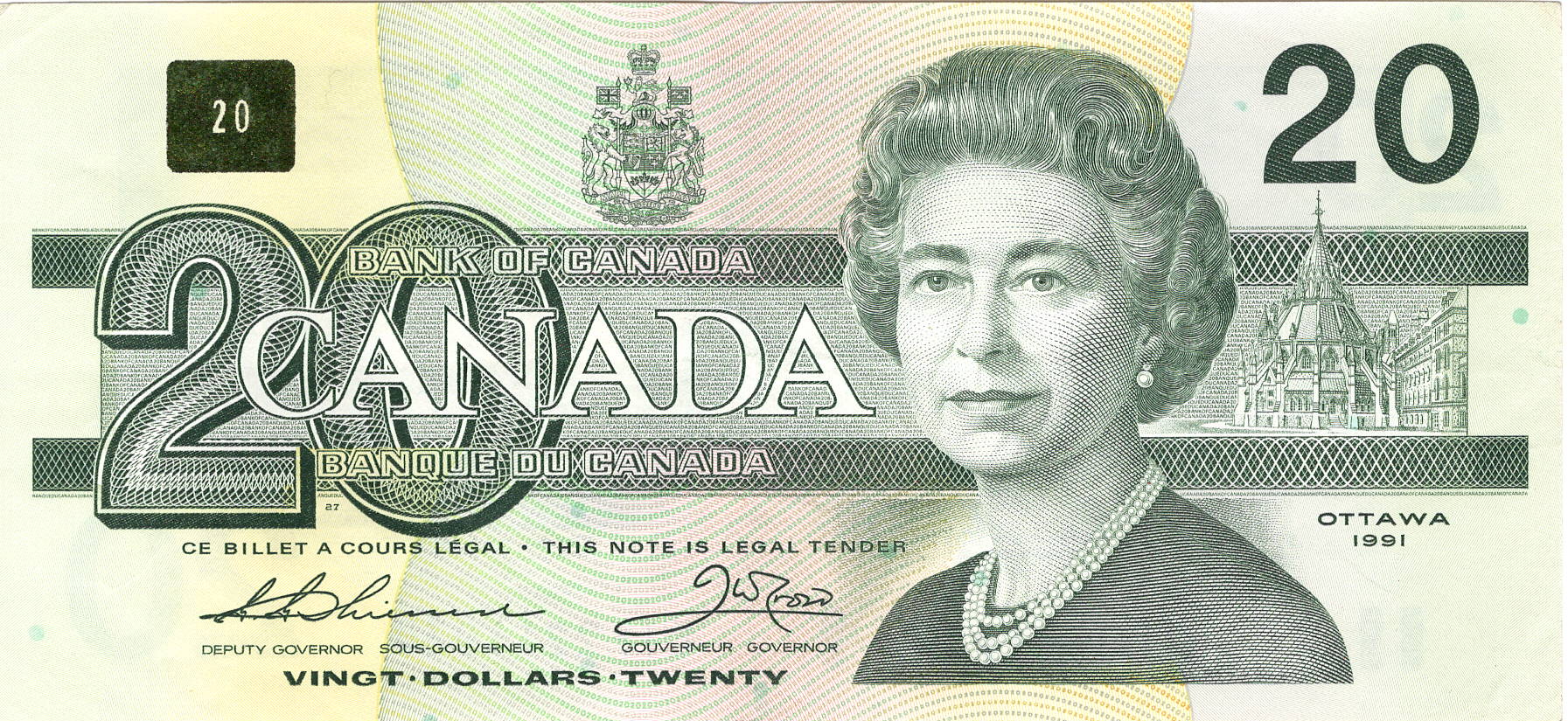 1993 - $20 - Queen Elizabeth II - Common Loon front