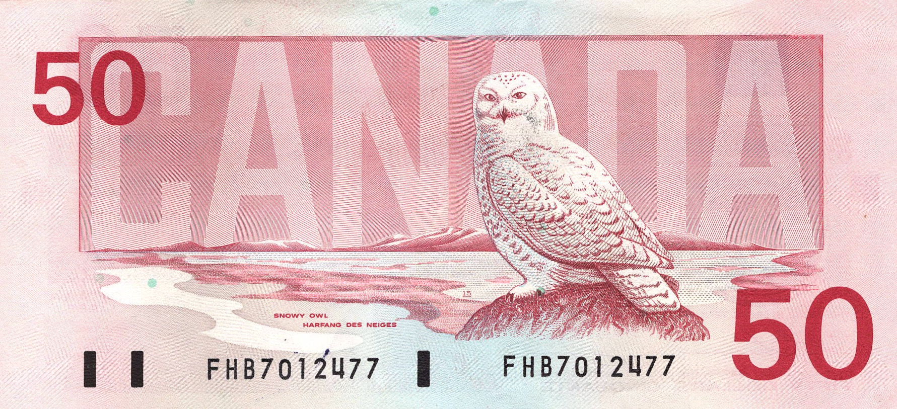 1989 - $50 - William Lyon Mackenzie King - Snowy Owl back