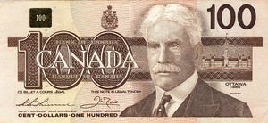 1990 - $100 - Sir Robert Borden - Canada Goose front
