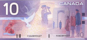 2000 - $10 - Sir John A Macdonald - Remembrance and Peacekeeping back