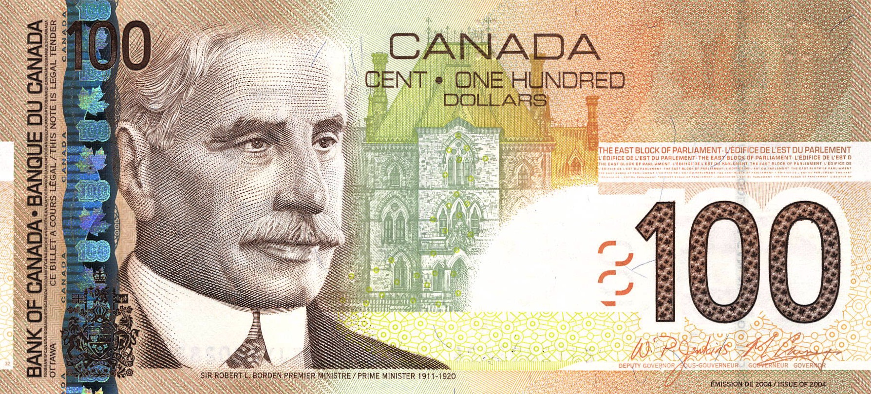 2003 - $100 - Sir Robert Borden - Exploration and Innovation front